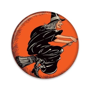 Beistle Vintage Halloween Flying Witch Button - Party Supply Decoration - Picture 1 of 1