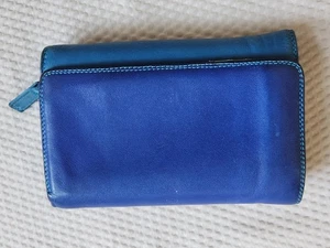 Mywalit Geldbörse blau grün Leder 3-fach 2 Fächer - Bild 1 von 6