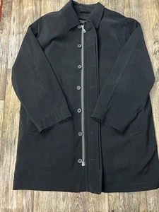 Jos A Bank Coat/ Jacket Long Length Black Men Size Large Full Zip and Button - Picture 1 of 9