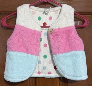 Matilda Jane Girls Size 6 Multicolor Reversible Gumdrop Lane Faux Fur Vest - Picture 1 of 4
