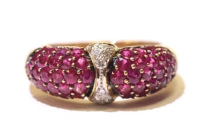 LeVian 18k yellow gold natural ruby diamond band gemstone ring 7g size 8 estate - Picture 1 of 10