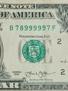 2013 $1 B NEW YORK BEP B-F BLOCK 5 9's TRINARY (B78999997F) - Picture 1 of 9