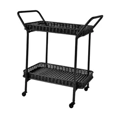  Carro de mimbre para servir patio en negro  Foto 1 de 4