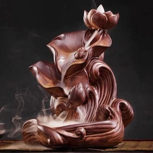 Ceramic Backflow Incense Holder Burner "Lotus Waterfalls" Collecting crafts - Picture 1 of 4