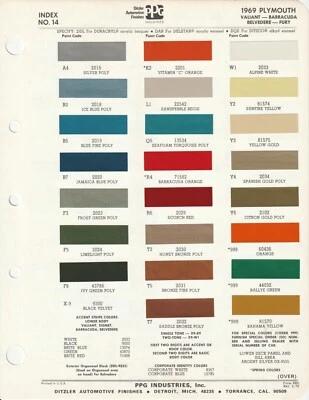 Plymouth Barracuda Valiant Fury Belvedere 1969 virutas de pintura (Ditzler) Foto 1 de 2