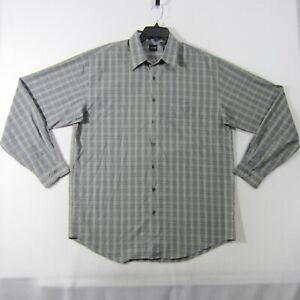 Arrow Shirt Mens Large Tall Gray Beige White Button Up Long Sleeve Casual 1860