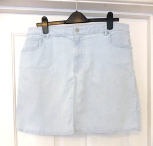 F&F Size 18 Denim Blue & White Striped Jean Skirt Short - Picture 1 of 5