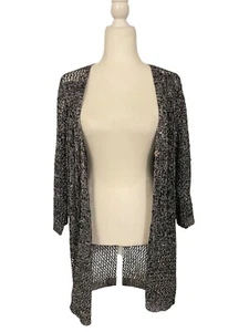 Lauren Michelle Woman Metallic Silver Sequin Crochet Knitted Single Button Cardi - Picture 1 of 2