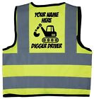 Personalised Digger Driver Children's Kids Baby Hi Vis Jacket Vest Farmer