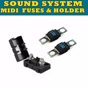 HOLDER + 100A AMP MIDI FUSES FOR LITTEL FUSE DUAL BATTERY AND MEGA SOUND AU - Picture 1 of 4