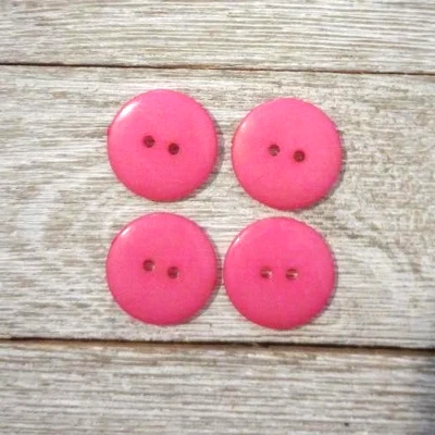 4 Pink Sewing Buttons Crafting 2 Hole Round Flat Resin  .75"  20mm  - Image 1 of 2