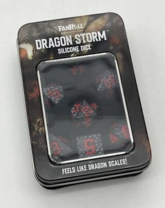 FanRoll Dice Dice Dragon Storm Poly Set - Black Dragon Scales (7) Open Box - Picture 1 of 3