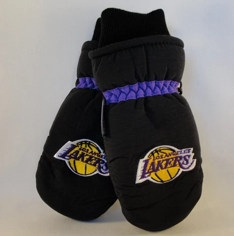 Kids Size 4-7 Los Angeles Lakers NBA Thinsulate Winter Ski Mittens Black Cover
