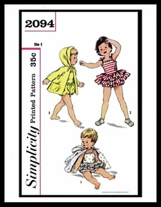 Simplicity 2094 GIRL Sewing Pattern Romper PLAYSUIT Sunsuit SWIM & BEACH COAT ~1 - Picture 1 of 9