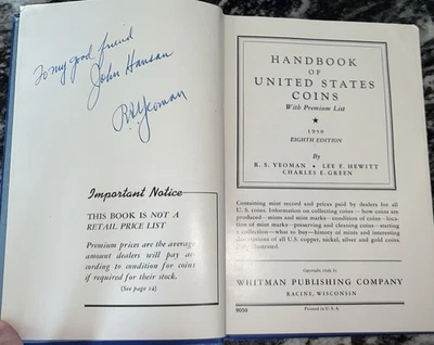 1950 MANUAL DE MONEDAS DE ESTADOS UNIDOS 8ª EDICIÓN "BLUEBOOK" FIRMADO YEOMAN Foto 1 de 4