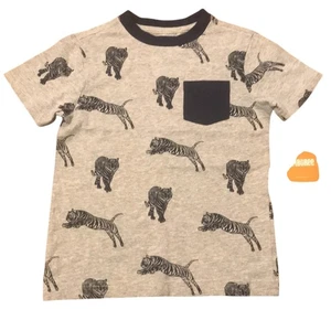 NWT Gymboree top boys size 5 gray navy tiger short sleeve cotton shirt top NEW - Picture 1 of 7