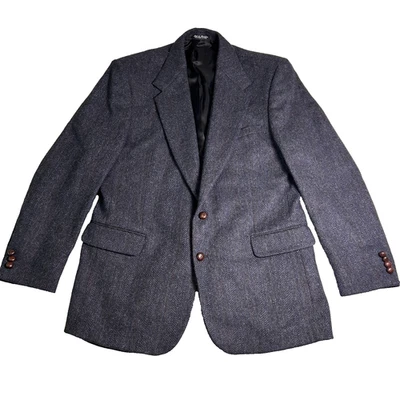 Abrigo deportivo Robert Stock Blazer para hombre 44L azul marino 100 % lana sarga espiga Foto 1 de 4