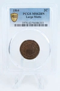 1864-P PCGS MS62BN Large Motto Two (2) Cent Piece Business Strike 2C - Picture 1 of 2