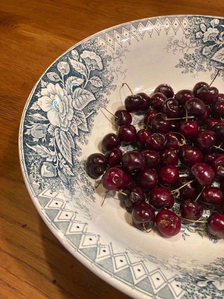 Cuvette terre de fer, St Amand & Hamage, modèle Jardinière, décor bleu. - Photo 1/4
