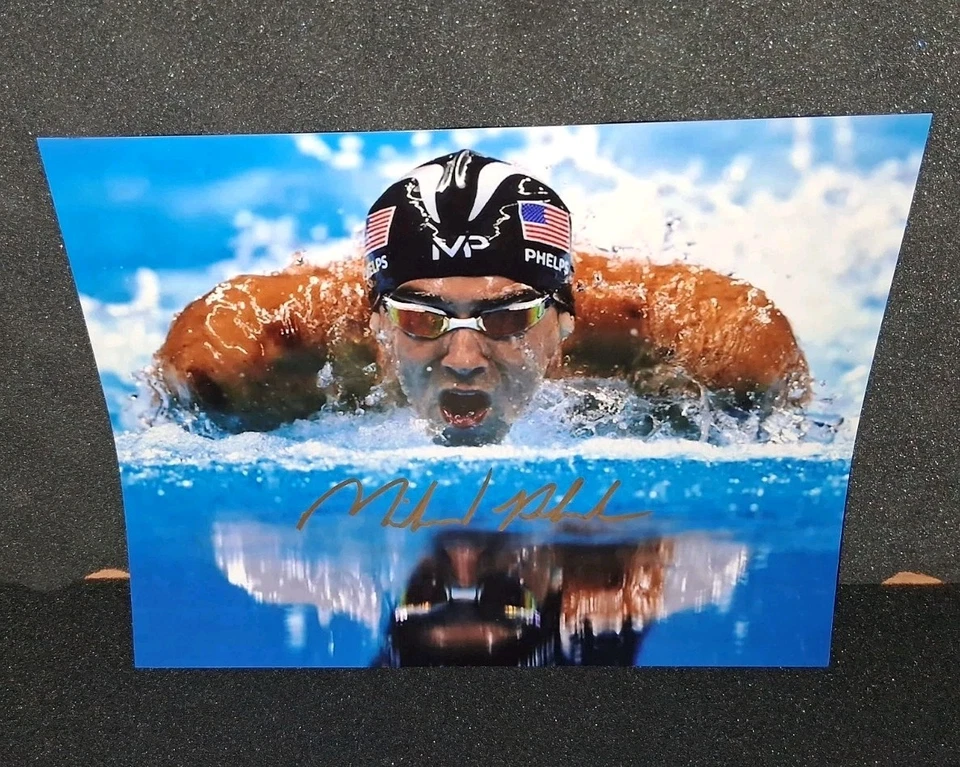 Foto autografiada 8x10 Michael Phelps USA 23 veces medallista de oro nadador con certificado de autenticidad Foto 1 de 2