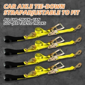 (paquete de 4) correas de eje de trinquete con ganchos a presión remolque para carros de carreras remolque para carros - Imagen 1 de 9