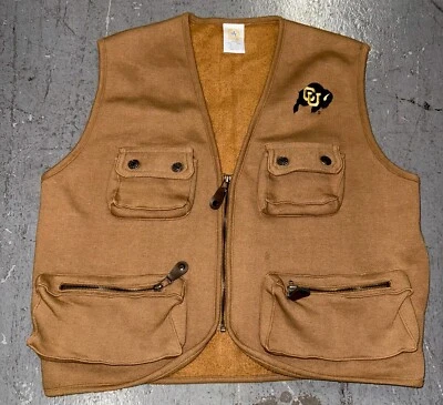 Vintage 90s Colorado Buffaloes Brown Utility Logo Vest Mens Size Small - Image 1 of 4