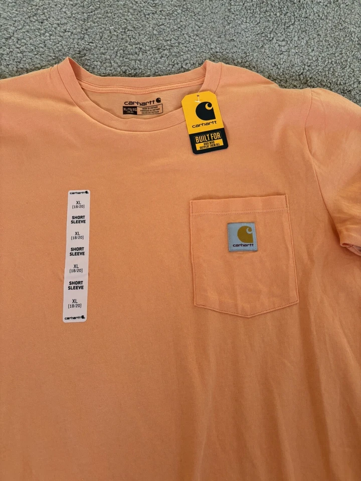 CARHARTT SHORT SLEEVE T SHIRT YOUTH XL Extra Large 18-20 TANGERINE NWT CA6514 - Image 1 of 1