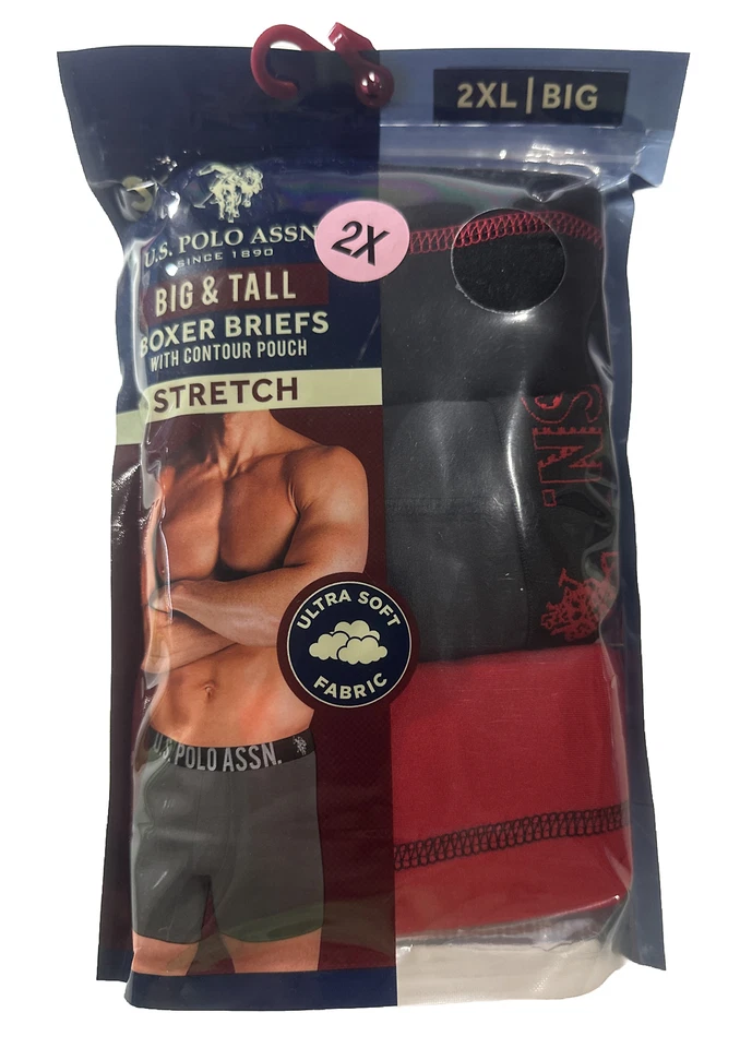 США POLO ASSN. МУЖСКАЯ УПАКОВКА 3 - SZ 2XL КРАСНЫЙ - БОЛЬШОЙ И ВЫСОКИЙ НИЖНЕЕ БЕЛЬЕ ТРУСЫ-БОКСЕРЫ - Изображение 1 из 1