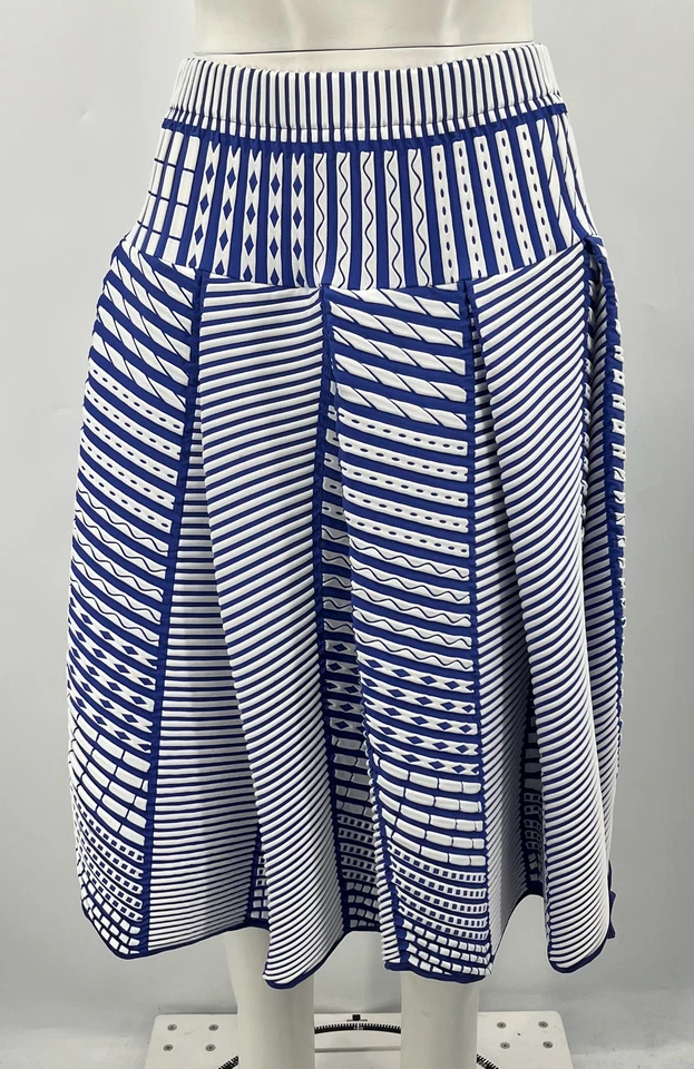 Falda asimétrica texturizada estampada geométrica azul/blanca Issey Miyake talla 2 Foto 1 de 4