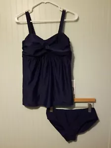 Swimsuit Womens Small Sporty Tankini Set Swimwear Bathing Suit Beachwear Navy - Picture 1 of 10