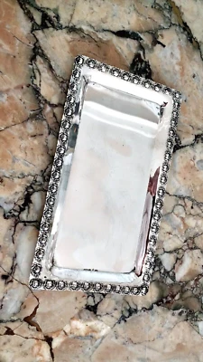 Vassoio da portata o salvagente argento 800 elegante motivo rosa decoro di Hazorfim Israel. - Immagine 1 di 4