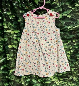 Sleeveless Sun Dress Spring Ivory Red Floral Girls 4 - Picture 1 of 3