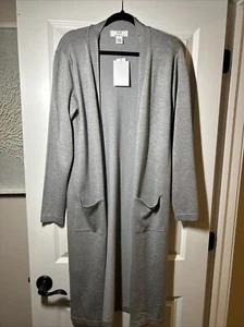 Magaschoni Gray Long Line Open Front Duster Cardigan Soft Sweater Size Medium - Picture 1 of 11