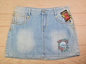 VTG Ed Hardy Christian Audigier Denim Jean Skirt Rhinestone Size XL MSRP $250.00 - Picture 1 of 7