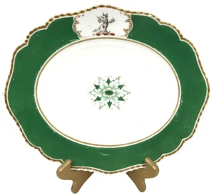 Early Chamberlain Porcelain Armorial Platter Irish Green; Wolfhound ~ ca. 1815 - Picture 1 of 4