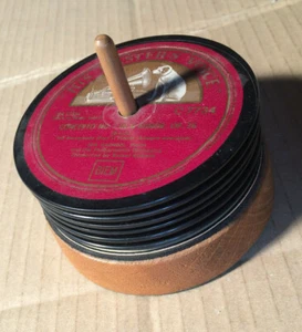 GETRÄNKE-UNTERSETZER - AUS ORIGINAL SCHELLACK PLATTEN - 6 St. mit Halter - Bild 1 von 5
