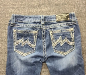 Miss Me Jeans Womens 31x30 Regular Fit Boot Cut Mid Rise Distressed Embellished - Picture 1 of 13