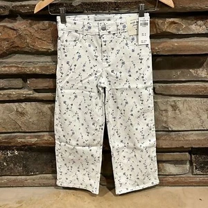 Abercrombie Kids High Rise Wide Leg Floral White Denim Jeans - Picture 1 of 8