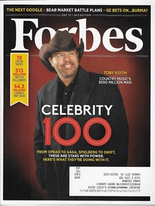 Forbes Magazine Jul 15 2013 Toby Keith Celebrity 100 Opra Gaga Spielberg Swift - Picture 1 of 2