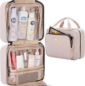 4 Sections Hanging Travel Toiletry Bag Organizer, Large Makeup Cosmetic Case - Picture 1 of 12