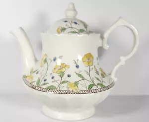 Vernon Kilns Hibiscus Teapot Hand Painted Vintage Floral Ceramic Tea Pot - Picture 1 of 14