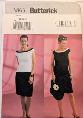 Butterick Sewing Pattern Women's TOP SKIRT DRESS 3863 Chetta B Sz 12-14-16 UNCUT - Image 1 of 4