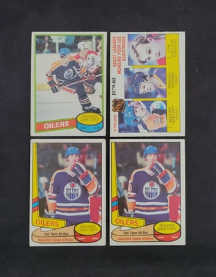 1980-81 O-PEE-CHEE 4 CARDS LOT WAYNE GRETZKY 2ND YEAR #250-87 (2)- 162 HOF NHL - Image 1 of 4
