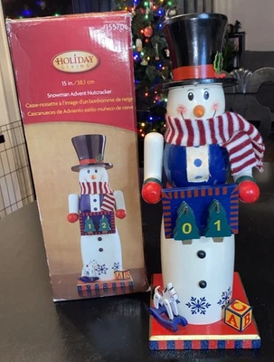 Vintage Advent Snowman Nutcracker Countdown To Christmas Wooden 15"  #155706 - Image 1 of 4