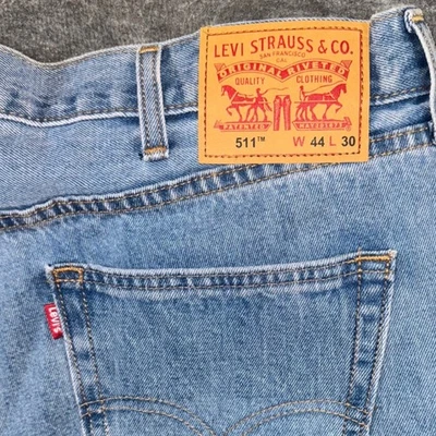Levi's 511 Slim Fit Denim Jeans Mens 44x30 Light Wash Cotton Classic Casual NEW - Image 1 of 4