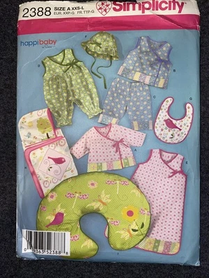 Baby Layette Sewing Pattern Size XXS-L Simplicity 2388 - Image 1 of 4