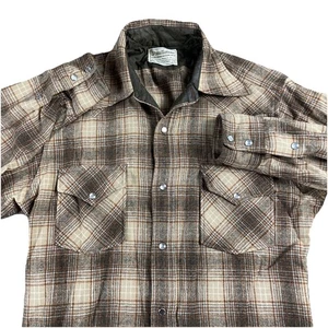 Vintage 70’s Pendleton Western Wear Pearl Snap M Wool Flannel Shirt USA Made - Picture 1 of 23
