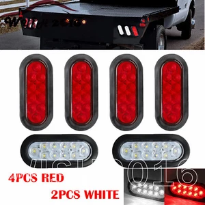 (2) BLANCO Y (4) ROJO 6" Ovalado 10 LED Parada Giro Trasero Luces Camión Remolque - Imagen 1 de 10