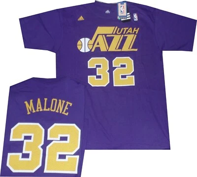 Karl Malone Utah Jazz Throwback 1992 Purple Adidas Oversized Shirt New tags - Image 1 of 4