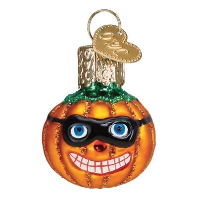 Antiguo Mundo Navidad Vidrio Soplado Adorno Halloween, Mini Enmascarado Jack O'Lantern Foto 1 de 4
